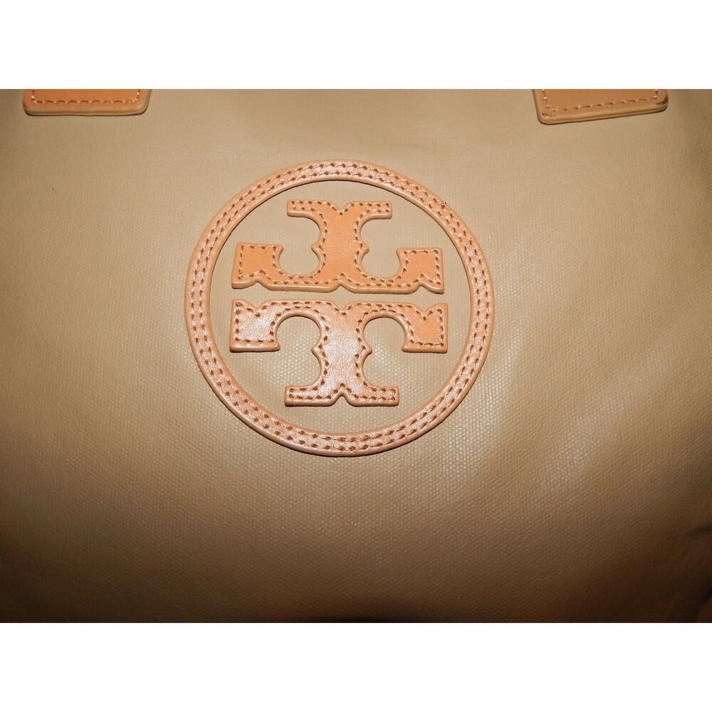 Tory Burch Tan Orange Coated Leather Tote Handbag - Picture 12 of 14